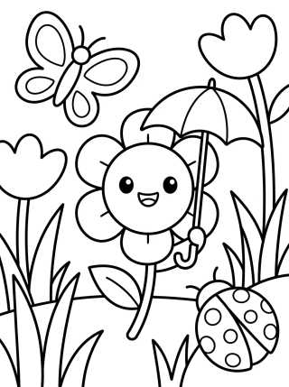 Desenho de Spring Garden Kawaii para colorir e imprimir grátis