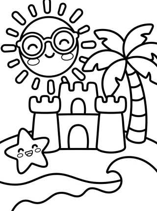 Desenho de Summer Sun at the Beach para colorir e imprimir grátis