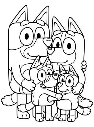 Desenho de Bandit and Chilli Family Hug para colorir e imprimir grátis