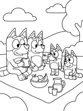 Desenho de Heeler Family Picnic para colorir e imprimir grátis
