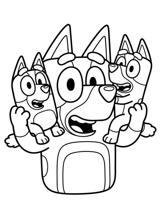 Desenho de Dad Bandit with Bluey and Bingo para colorir e imprimir grátis