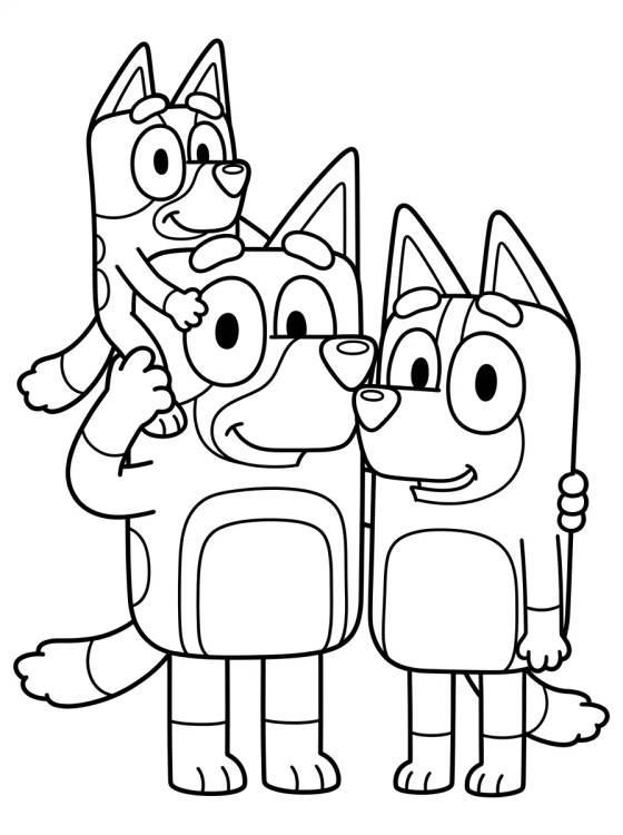 Desenho de Bandit, Chilli, and Bluey Family para colorir e imprimir grátis