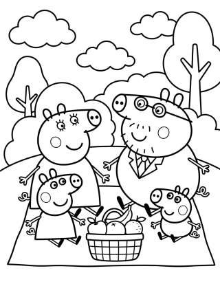 Coleção de desenhos para colorir: Peppa Pig Family Coloring Pages