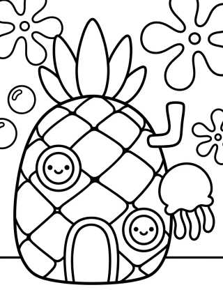 Desenho de SpongeBob's Pineapple House para colorir e imprimir grátis