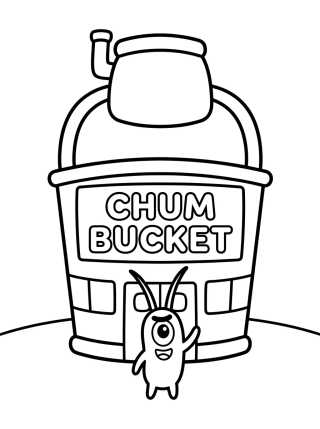 Desenho de Plankton at the Chum Bucket para colorir e imprimir grátis