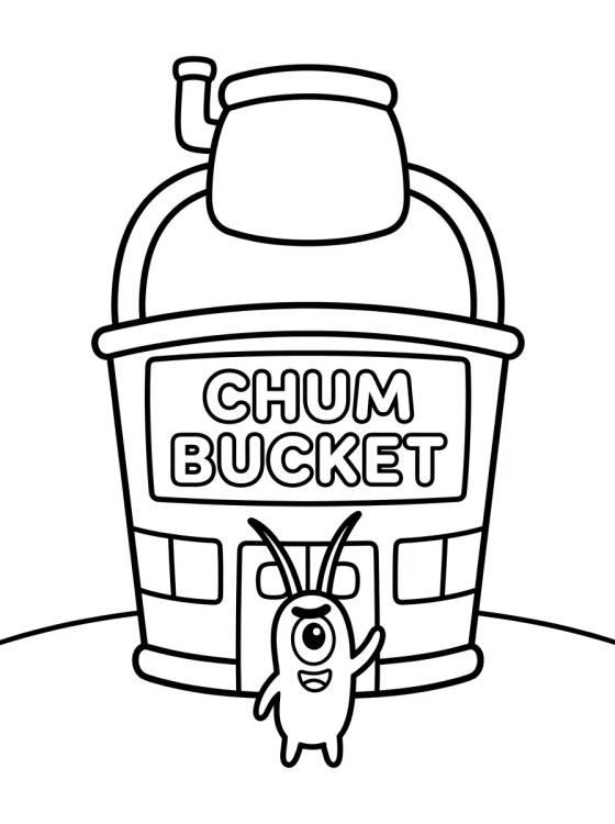 Desenho de Plankton at the Chum Bucket para colorir e imprimir grátis
