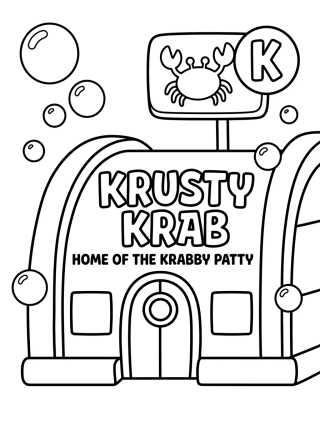 Desenho de Krusty Krab Restaurant para colorir e imprimir grátis