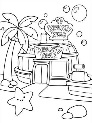 Desenho de Krusty Krab Restaurant para colorir e imprimir grátis