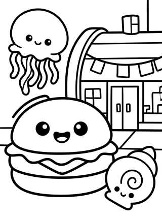 Desenho de Krusty Krab Restaurant and Burger para colorir e imprimir grátis