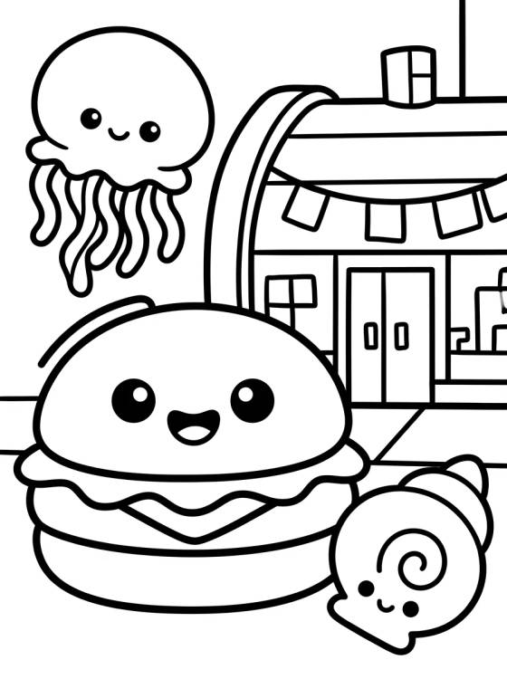 Desenho de Krusty Krab Restaurant and Burger para colorir e imprimir grátis