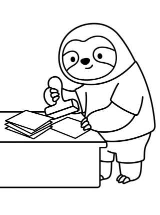 Desenho de Flash the Sloth Stamping Documents para colorir e imprimir grátis