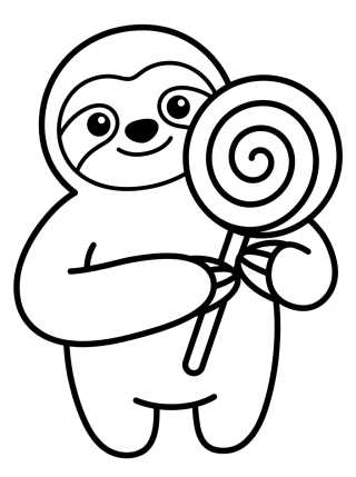 Desenho de Flash Sloth with a Lollipop para colorir e imprimir grátis