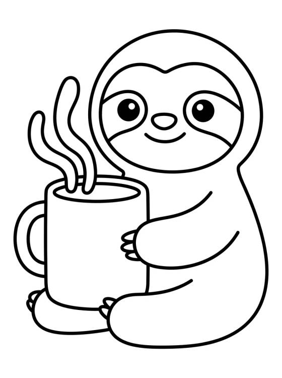 Desenho de Flash Sloth with a Coffee Mug para colorir e imprimir grátis