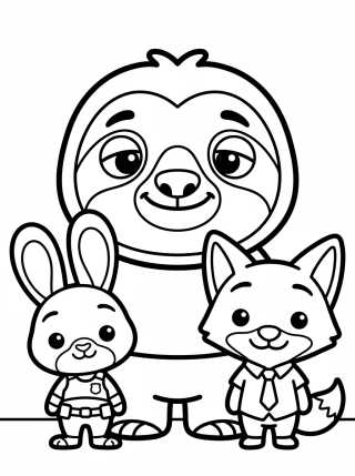 Desenho de Flash Sloth with Judy and Nick para colorir e imprimir grátis