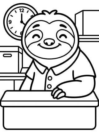 Desenho de Flash Sloth Smiling at the Counter para colorir e imprimir grátis