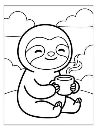 Desenho de Flash Sloth Drinking Coffee para colorir e imprimir grátis