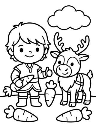 Desenho de Kristoff and Sven the Reindeer para colorir e imprimir grátis
