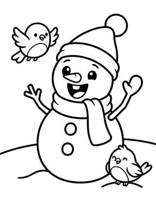 Desenho de Happy Olaf Snowman para colorir e imprimir grátis