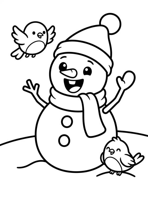 Desenho de Happy Olaf Snowman para colorir e imprimir grátis