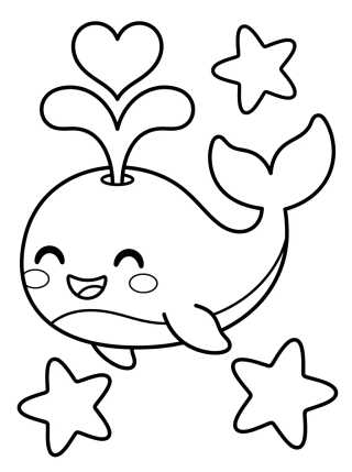 Desenho de Happy Whale Swimming para colorir e imprimir grátis