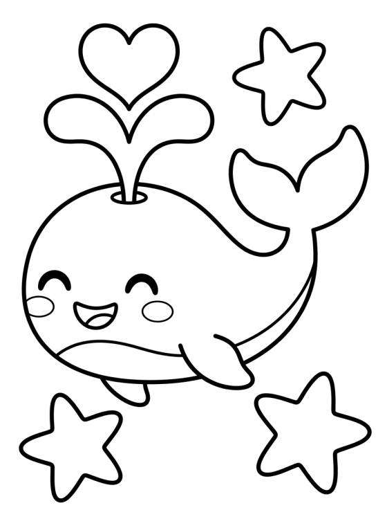 Desenho de Happy Whale Swimming para colorir e imprimir grátis