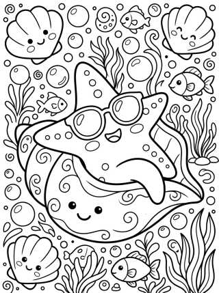 Desenho de Starfish Wearing Sunglasses para colorir e imprimir grátis