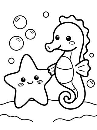 Desenho de Starfish and Seahorse Friends para colorir e imprimir grátis