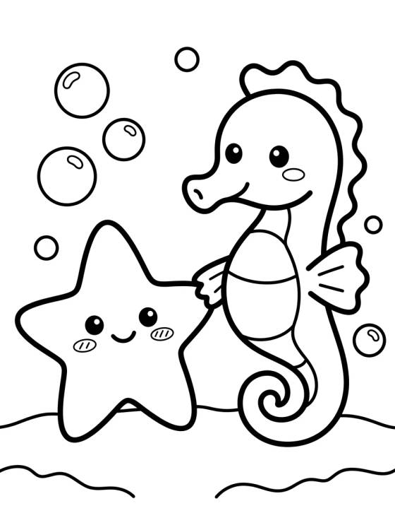 Desenho de Starfish and Seahorse Friends para colorir e imprimir grátis