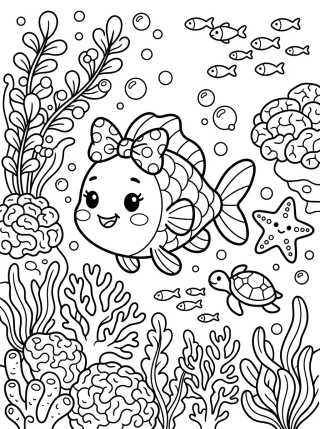 Desenho de Little Fish with a Bow para colorir e imprimir grátis