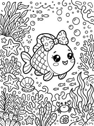 Desenho de Little Fish with a Bow para colorir e imprimir grátis
