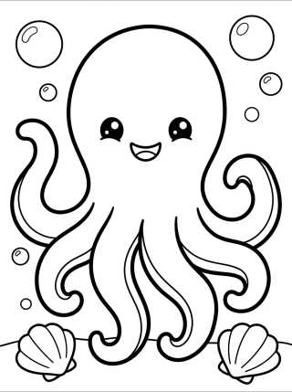 Desenho de Happy Cute Octopus para colorir e imprimir grátis