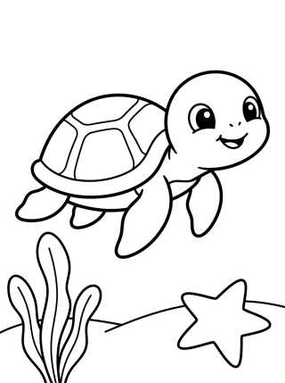 Desenho de Swimming Sea Turtle para colorir e imprimir grátis