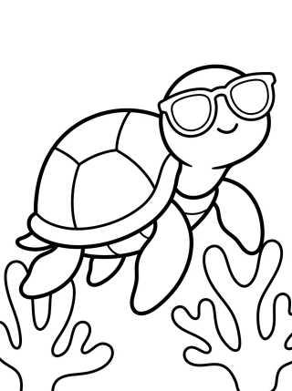 Desenho de Cute Turtle with Sunglasses para colorir e imprimir grátis
