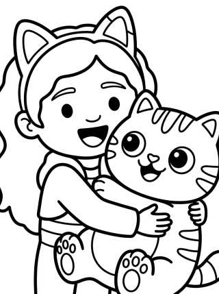 Desenho de Gabby Hugging Pandy Paws para colorir e imprimir grátis