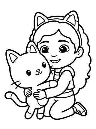 Desenho de Gabby Hugging Pandy Paws para colorir e imprimir grátis