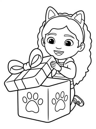 Desenho de Gabby Opening a Meow Mail Surprise para colorir e imprimir grátis