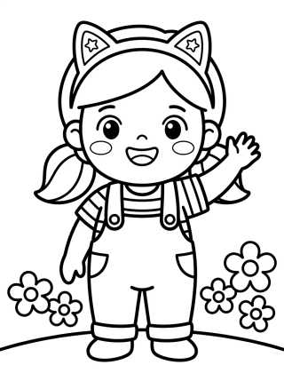 Desenho de Smiling Gabby with Kitty Headband para colorir e imprimir grátis