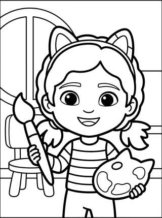 Desenho de Gabby Painting and Doing Crafts para colorir e imprimir grátis