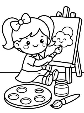 Desenho de Gabby Painting and Doing Crafts para colorir e imprimir grátis