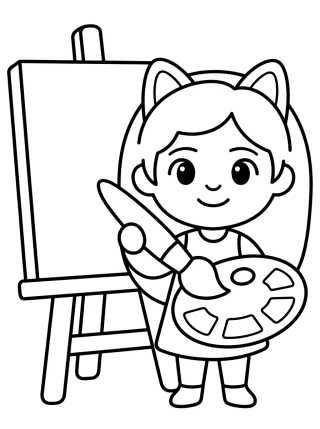 Desenho de Gabby Painting with Brush and Palette para colorir e imprimir grátis