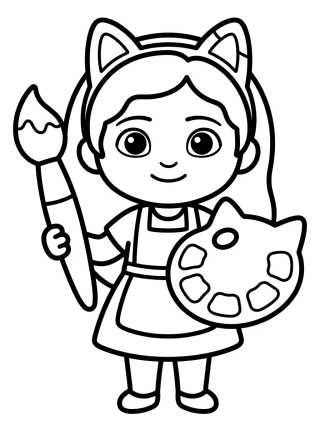 Desenho de Gabby the Artist with Paintbrush para colorir e imprimir grátis