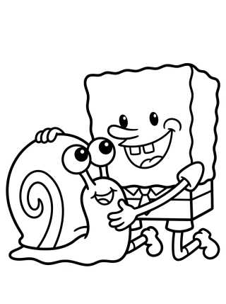 Desenho de Gary the Snail with SpongeBob para colorir e imprimir grátis