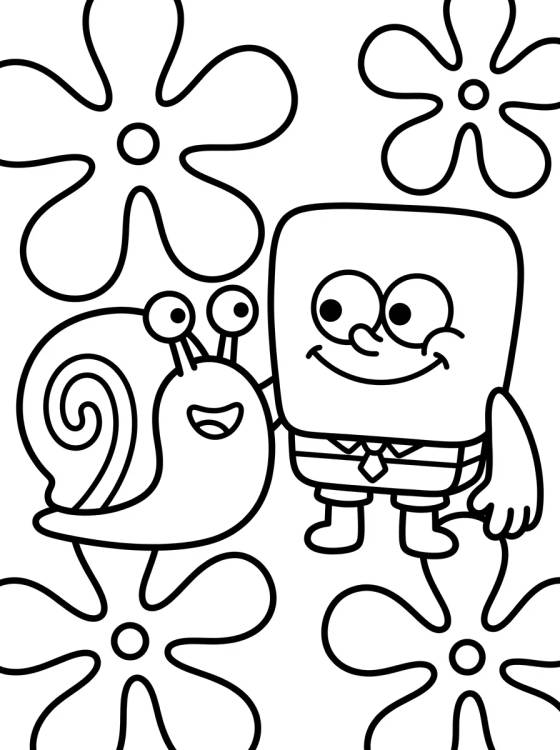 Desenho de Gary the Snail with SpongeBob para colorir e imprimir grátis