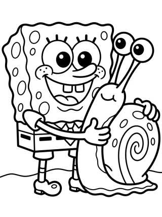 Desenho de Gary the Snail with SpongeBob para colorir e imprimir grátis