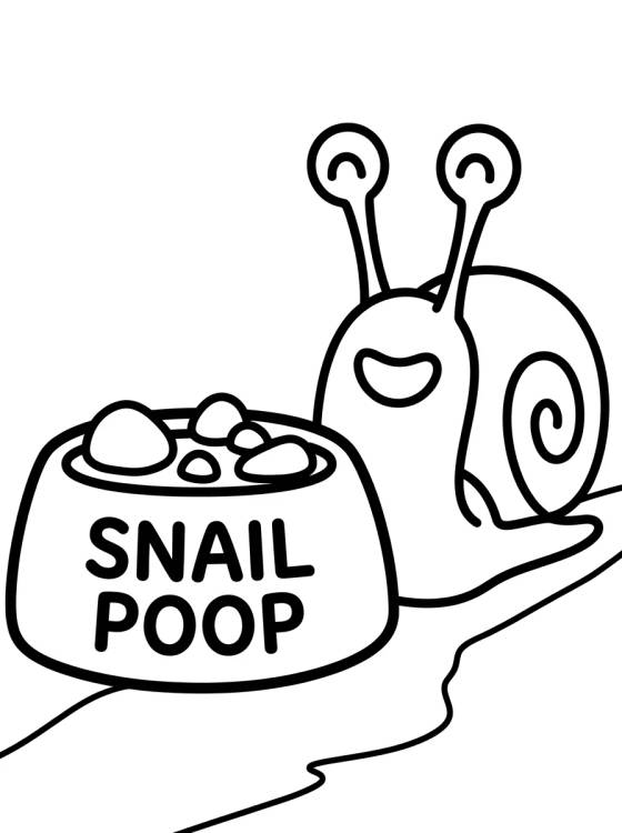 Desenho de Gary the Snail Eating Snail Food para colorir e imprimir grátis