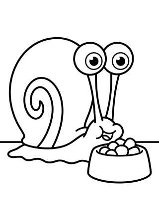 Desenho de Gary the Snail Eating Snail Food para colorir e imprimir grátis