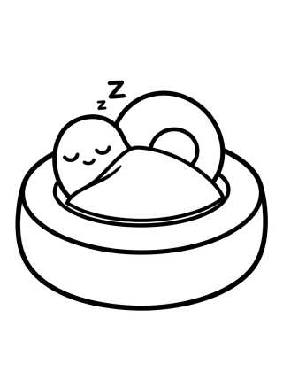 Desenho de Gary the Snail Sleeping in Bed para colorir e imprimir grátis