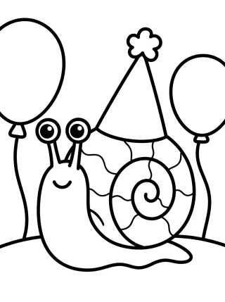 Desenho de Gary the Snail Wearing a Birthday Hat para colorir e imprimir grátis