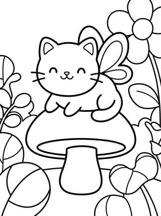 Desenho de Fairy Cat with Butterfly Wings para colorir e imprimir grátis