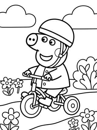Desenho de George Pig Riding a Tricycle para colorir e imprimir grátis
